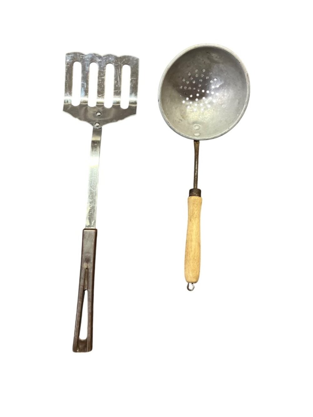 Two Vintage Kitchen Utensils Used Spatula Skimmer